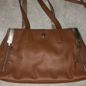 nice west tan and gold bag
